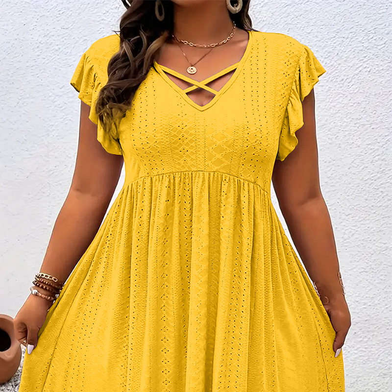 Charlotte Vestido de Mujer con Cuello en V y Volantes