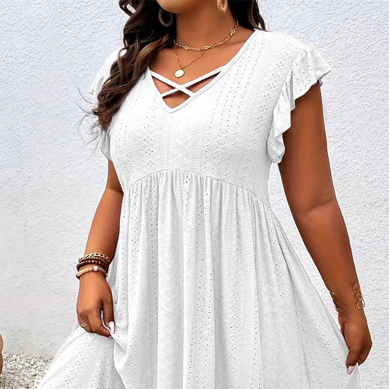 Charlotte Vestido de Mujer con Cuello en V y Volantes