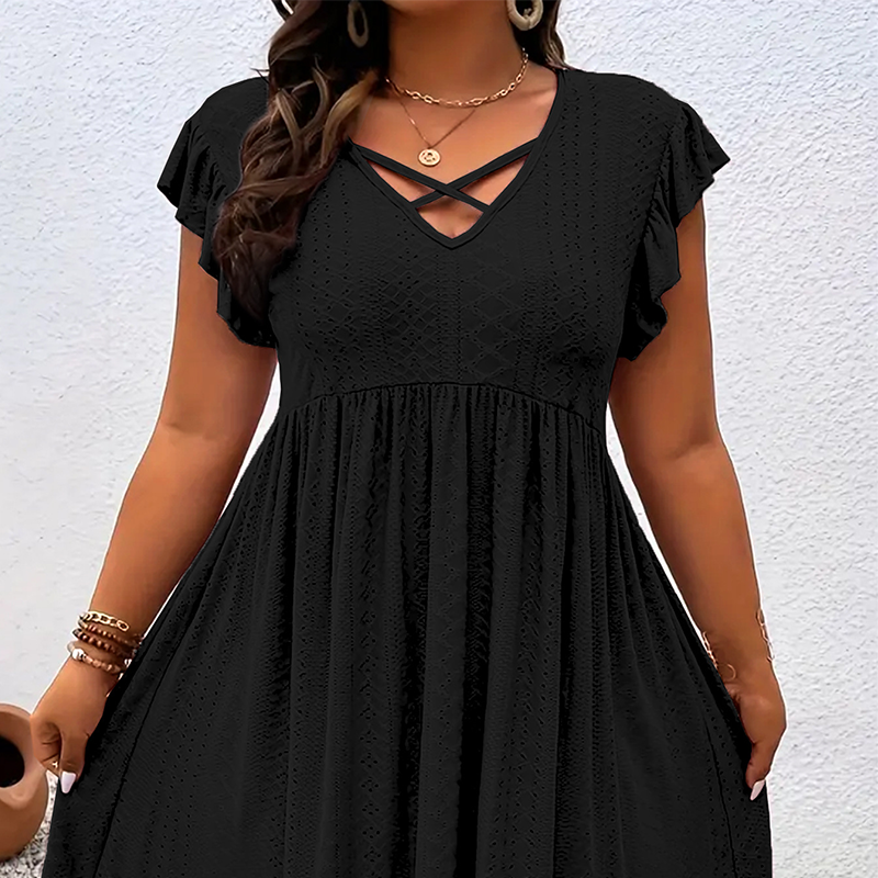 Charlotte Vestido de Mujer con Cuello en V y Volantes